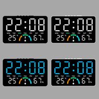 Wall-mounted Electronic Wall Clock Temperature Date Digital LED Clocks Calendar Voice Control Display Table Clock for Bedroom
