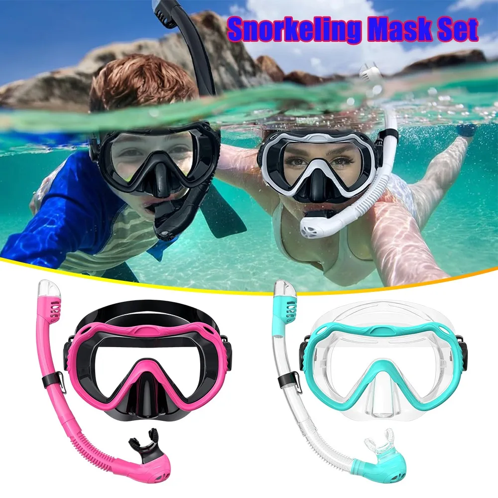 

Комплект для снорклинга: маска для дайвинга и трубка с сухим клапаном, набор для подводного плавания из 2 предметов с дыхательной трубкой