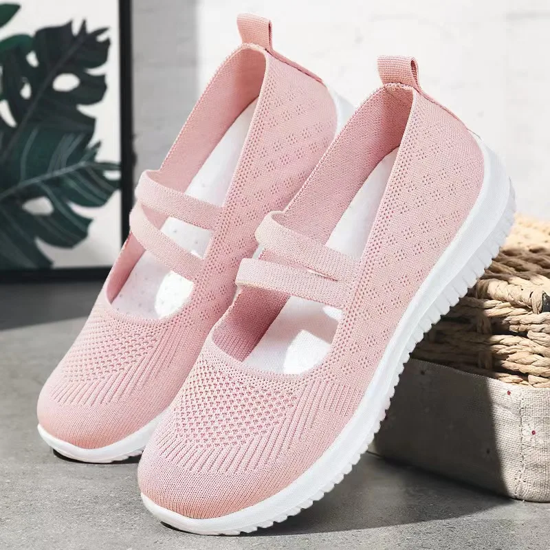 

2024 New Large 41 Women's Shoes Mesh Breathable Soft Sole Casual Mom Shoes Lefu Shoes Work Driving Tennis Shoes