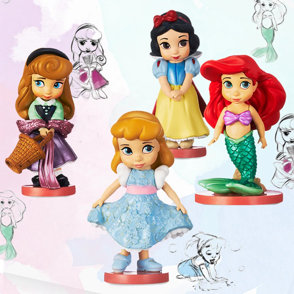 Disney Figure Cartoonist Princess Elsa Merida Mulan Doll Set Disney Princess Action Figure Collect Model Decor Toy Birthday Gift