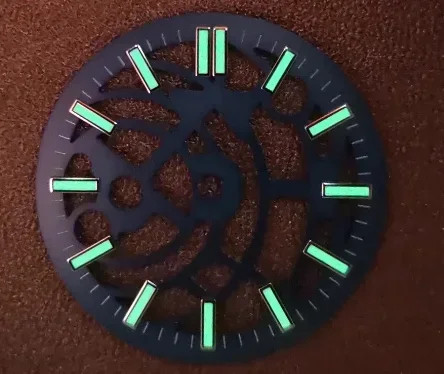 28.5mm hollow out dial watch S dial suitable for NH70 movement watch luminous accessory repair