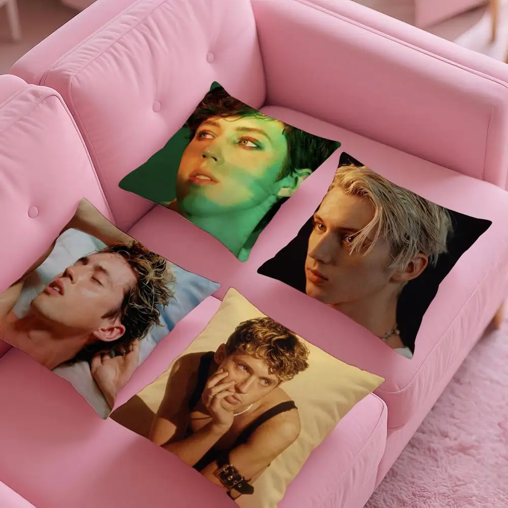 Singer T-Troye S-Sivan Pillow Case Silky Short Plush with Invisible Zipper Dustproof Sofa Cushion Cover for Home Decor