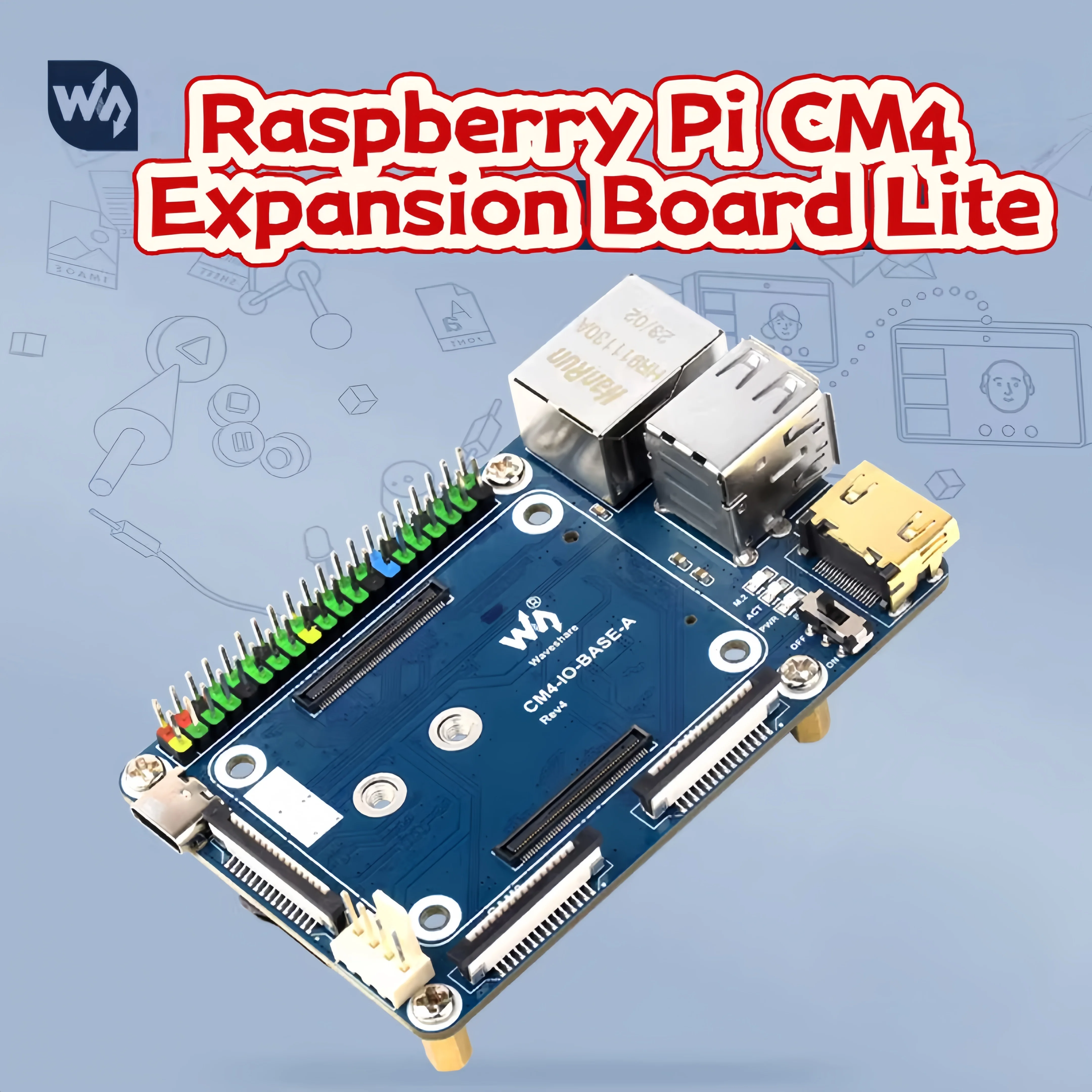 

Raspberry Pi CM4 Expansion Board Lite Edition with Onboard HDMI RJ45 Gigabit Ethernet Dual CSI M.2 Support for Computing & Offic