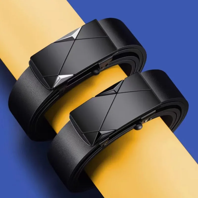 Herren-Gürtel mit automatischer Schnalle ohne Zähne, minimalistisches geometrisches Design, Gürtel für Business- und Freizeitgebrauch, modisch und personalisiert – Detail 8