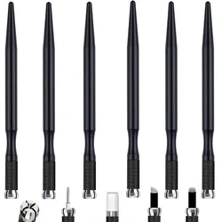 Stylo Tebori outil de Microblading noir rond aiguille flexible dispositif de verrouillage manuel fournitures de maquillage Permanent stylo à sourcils brodé