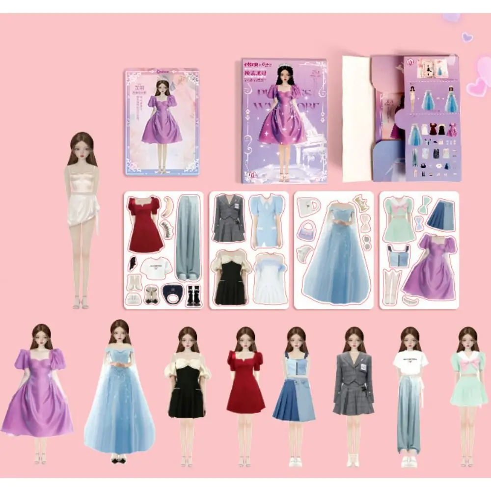 No Cutting Paper Doll House Girl DIY Toy Play Repeatedly Paper Doll Quiet Book Cartoon Manual Sticker DIY Cute Princess Book