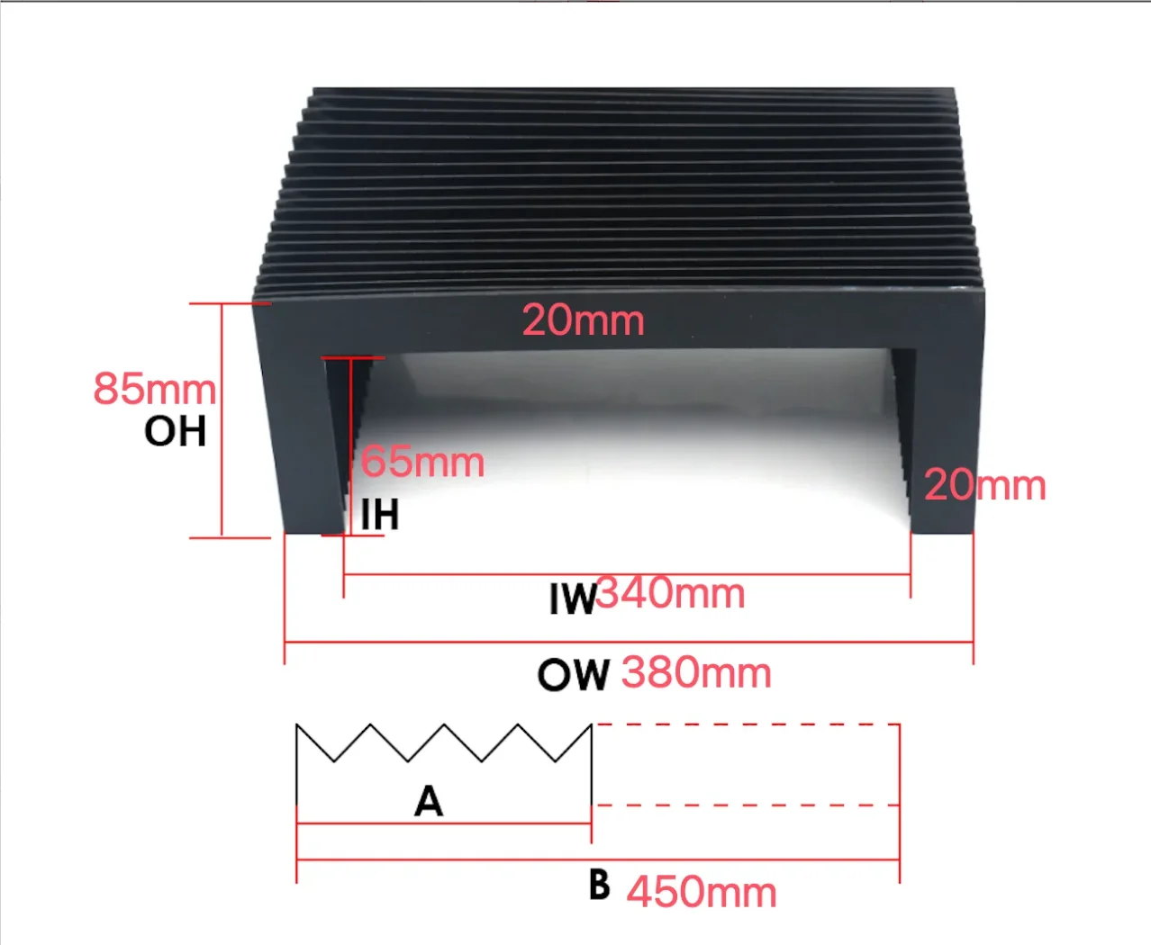 2pcs Customized Accordion Bellows Dust Cover Lmax = 450mm Fireproof Material