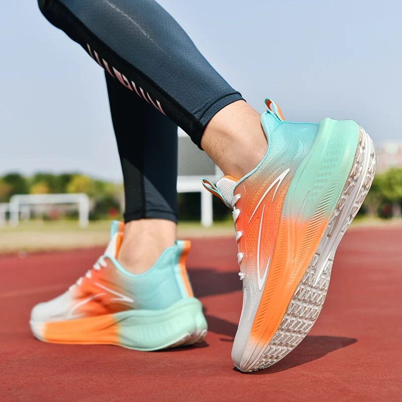 

Marathon Men's Women's Carbon Plate Air Cushion Sports Running ShoesBreathable Lightweight Comfortable Athletic Nonskid Sneakers