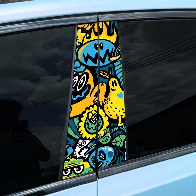 Funny Dopamine Graffiti Car Stickers for Auto B-pillar Waterproof Sunscreen Automobile Vinyl Decals Cover Scratches Decoration