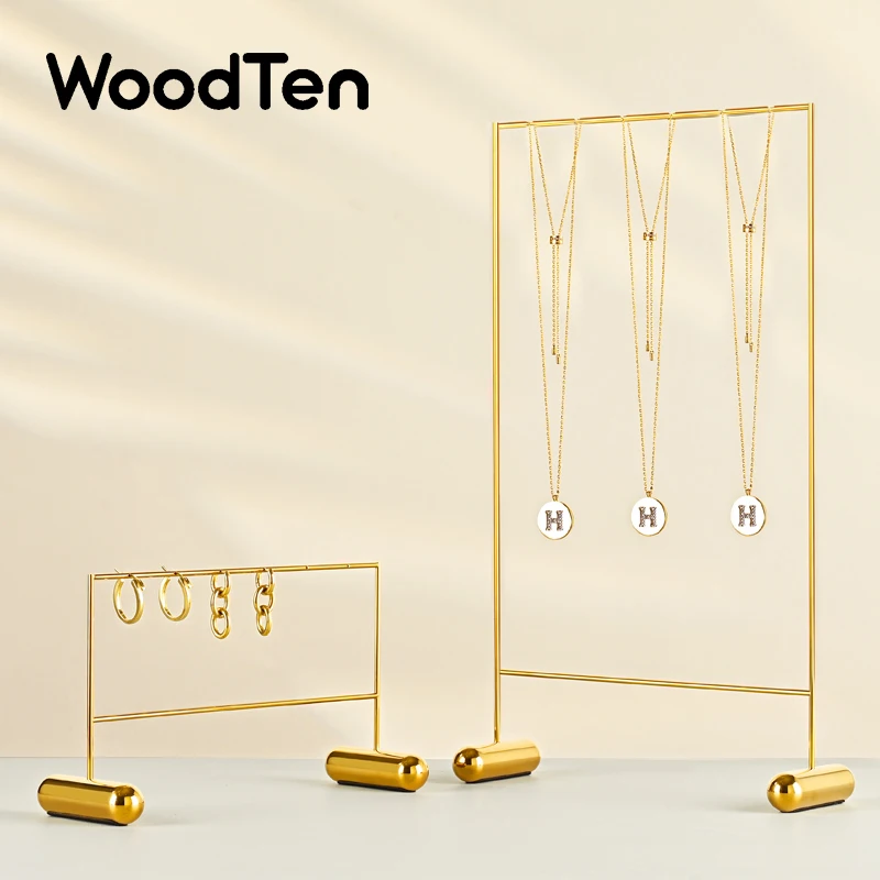 

WoodTen Зеркало Металлическая стойка для ювелирных изделий Серьги Органайзер для ювелирных изделий Стойка для ожерелья Стенд для хранения ювелирных изделий Стенд