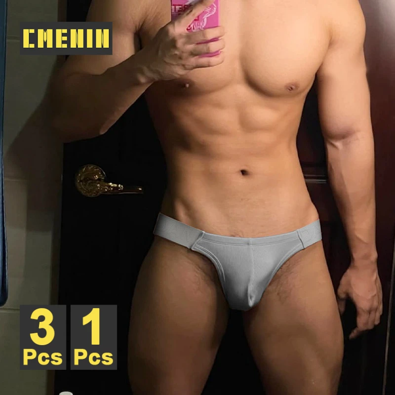 

1/3 шт. хлопковых мужских трусов с низкой посадкой, дышащие, с большим вырезом в промежности, сексуальные мужские трусы-бикини для геев