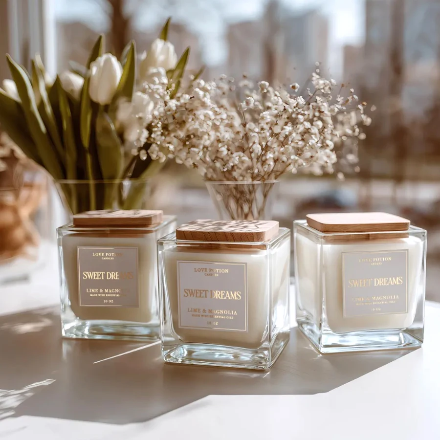 50PCS Personalized Candle Labels, Custom Sticker Labels with Gold Foil Text, Wedding Sticker Label, Candle Labels Stickers