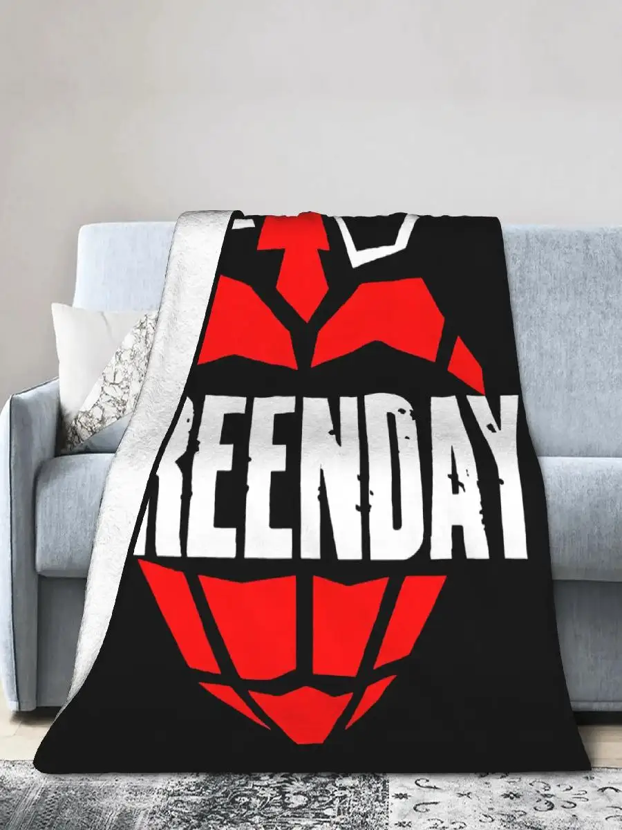 Punk Greens Days Knitted Flannel Music Warm Throw Blankets for Bedding Couch Bedspread