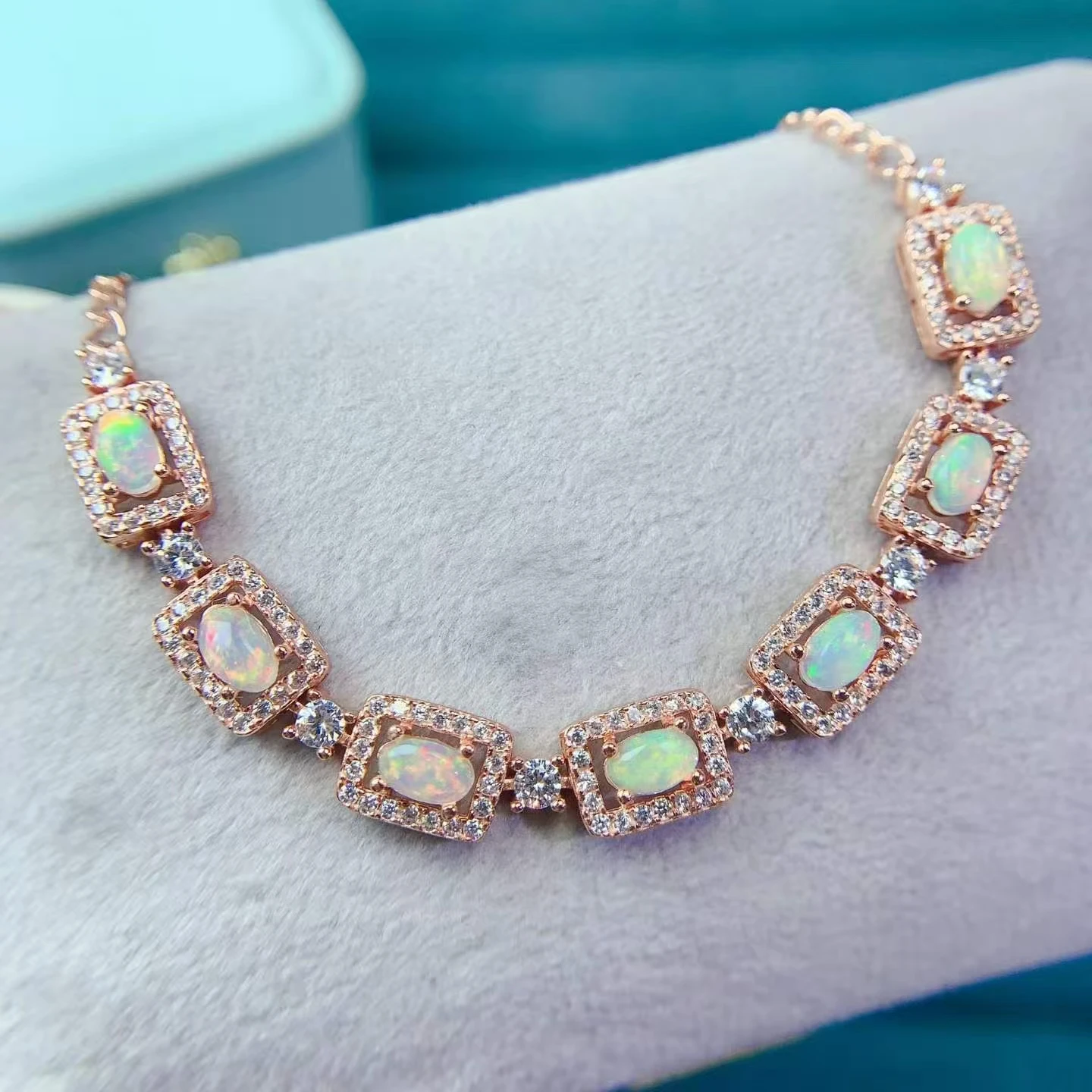 925 Silver Opal Bracelet 3mm*5mm Natural Opal Jewelry with Certificate  18K Gold Plated Silver Bracelet for Women