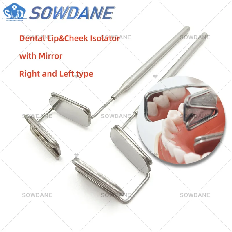 

New Dental Lip Cheek Isolator with Mirror Intraoral Cheek Right Left Lingual Separator Mouth Opener Orthodontic Surgical Tool
