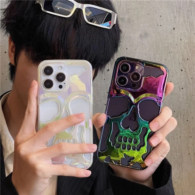 

Skeleton Skull Phone Case for Iphone 15 14 13 12 11 Pro Max 14 15 Plus 11 Dazzling Color TPU Full Coverage Phone Cover