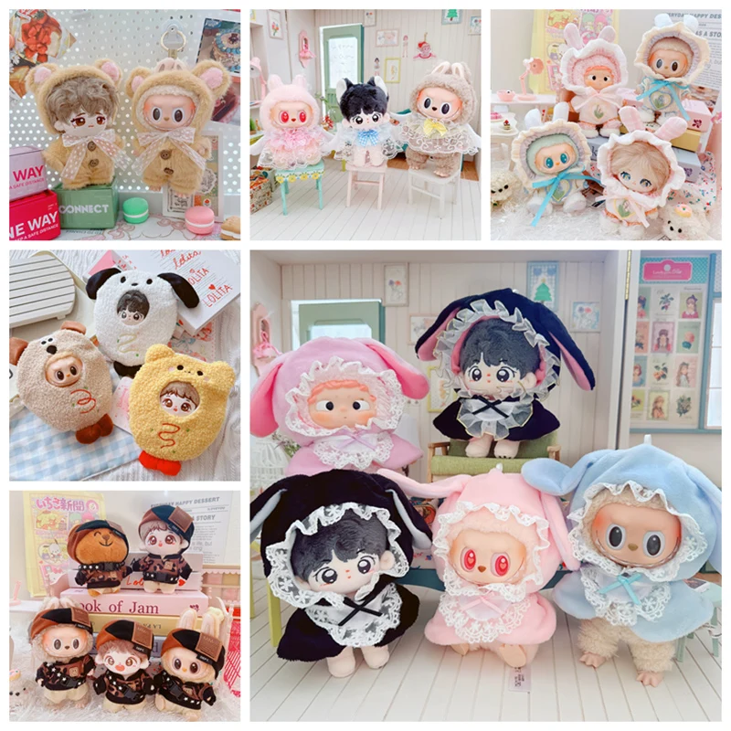 17cm Kawaii Mini Plush Doll'S Clothes Outfit Accessories For Korea Kpop Exo Labubu Idol Dolls Plush Jumpsuit Clothing DIY Gift