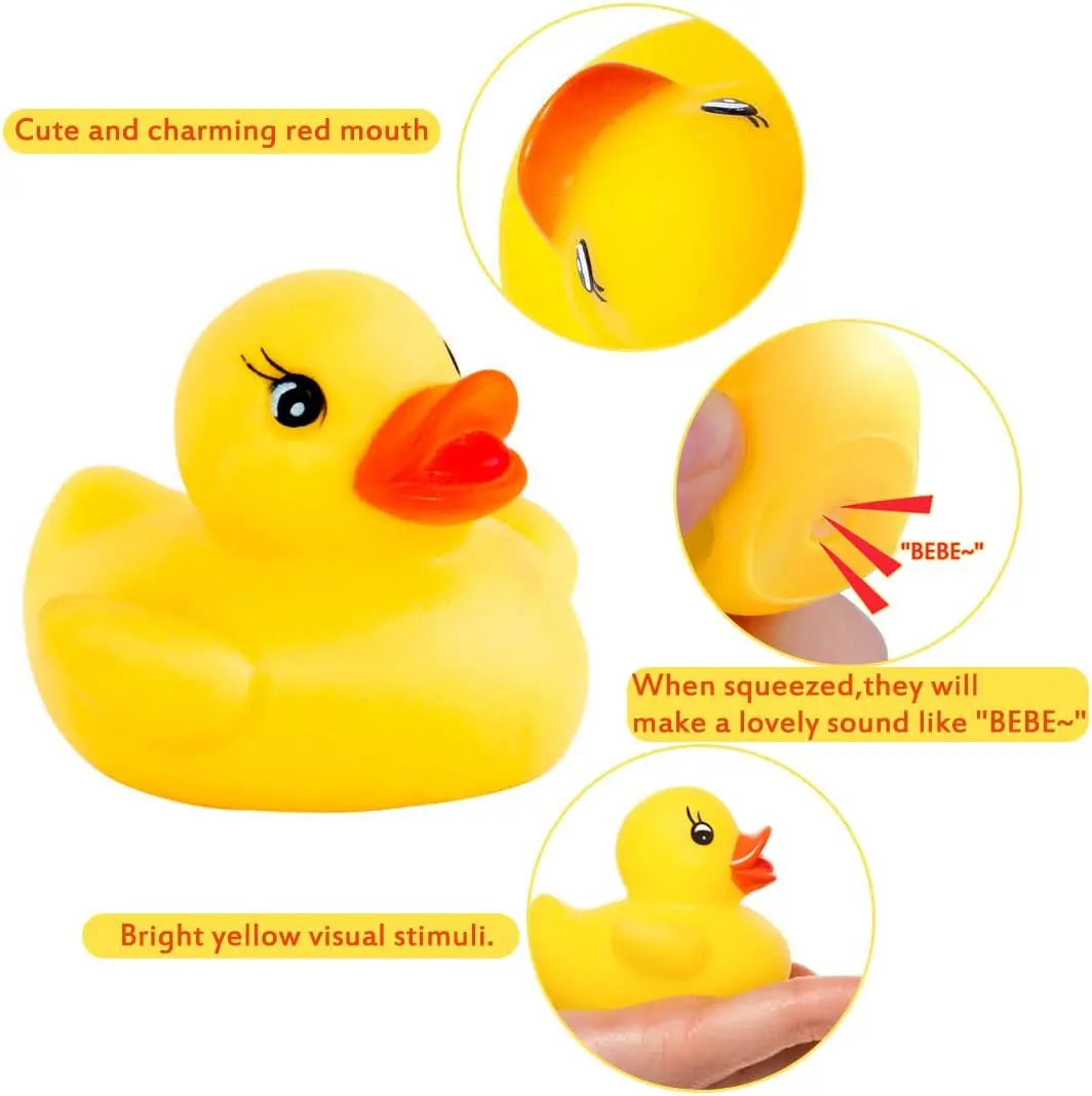 Patos De Borracha Amarela Com Squeeze Sound, Decoração De Festa De Aniversário, Presente De Sala De Aula, Atividade De Piscina De Praia De Verão, Jogo De Carnaval, 50 Pcs