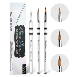 3pcs Kolinsky Acrylic Nail Brush Set Size 2/4/5 for Acrylic Powder Application Brushes Art Extension & Carving Salon Home