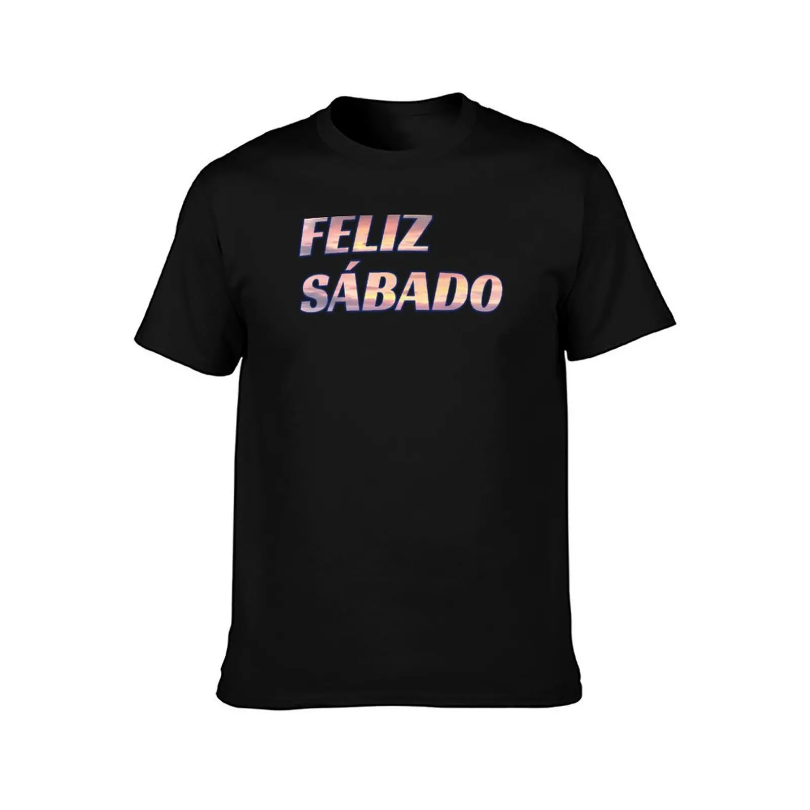 Happy Sabbath Sunset Photograph Typographic - 2 lines - Adventist Sabbath Greeting In Spanish T-Shirt, Summer Casual Cotton Tee