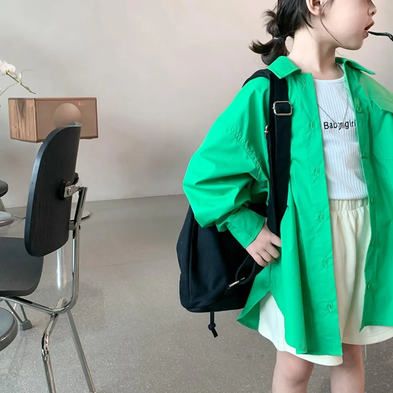 Fashion Baby Girl Thin Long Shirt Toddler Child Teens Green Tops Spring Autumn Summer Blousers Casual Baby Boy Clothes