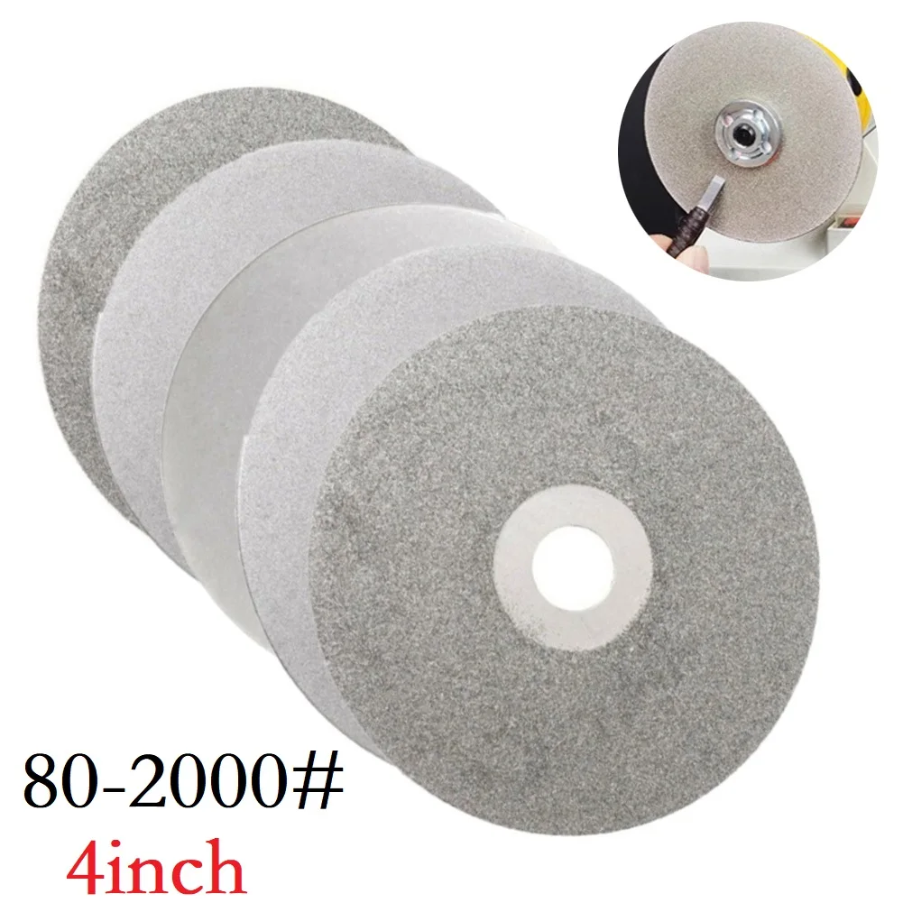 

2pcs 4'' Sanding Disc Grinding Wheel Polishing Disc 80-2000 Grit Diamond Coated Flat Lap Wheel For Electric Grinder Tools