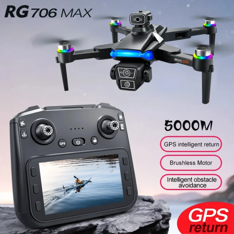 

RG706 Max GPS Drone 8K HD Camera Brushless 5G Image Transmission Aircraft Aerial Photography With 4.5in Screen Control FPV Drone