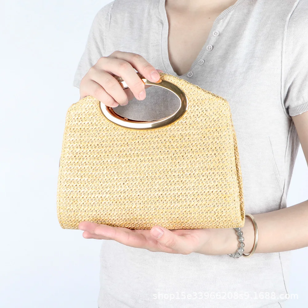 

Женская соломенная сумочка, вечерние сумки, жемчужная откидная крышка, косметичка для пляжного отдыха, незаменимые ручные сумки-клатчи-конверты сумка