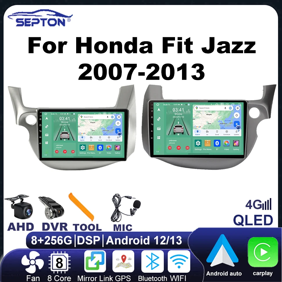 

SEPTON CarPlay Android Auto Car Radio for Honda Fit Jazz 2007-2013 Navigation GPS Multimedia Video Player 2 Din Head Unit 4G Net