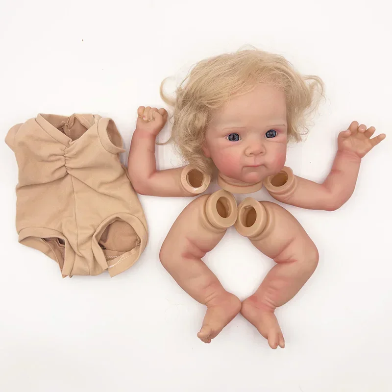 18inch Reborn Doll Kit Bettie Lifelike Newborn Baby 3D Painting Reborn Doll Parts with Eyes and Blonde Hair Muñeca Kit Reborn