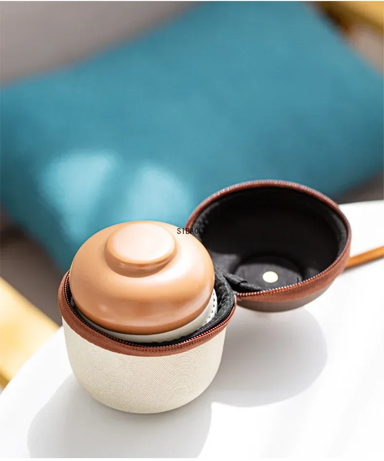 طقم شاي للسفر على الطراز الياباني، وعاء، كوب مكتب محمول، طقم Kuai Ke صيني بسيط
