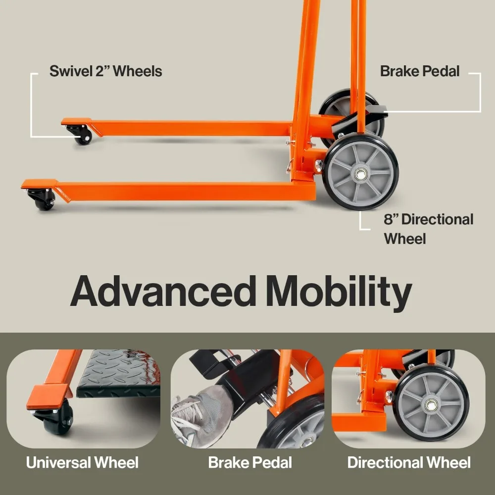 Materiaal Lift Lier Stapelaar, Pallet Truck Dolly, Heftafel, Vorkheftruck, 330 Lbs 40 "Max Lift W/8" Wielen, Zwenkwielen