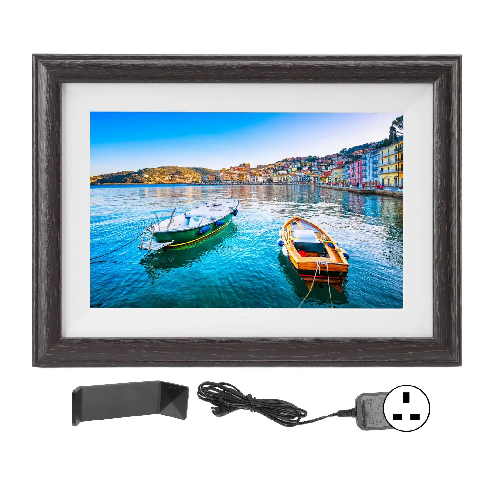 

10 WiFi Digital Photo Frame with Screen - Wooden Design for Photos & Videos, Includes Stand for Easy Sharing