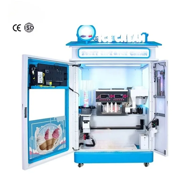 220V Smart Robot Vending Machine Large Capacity 4G Card Cash Coin System Sale for Ice Cream Soft Serve Coin Dispenser