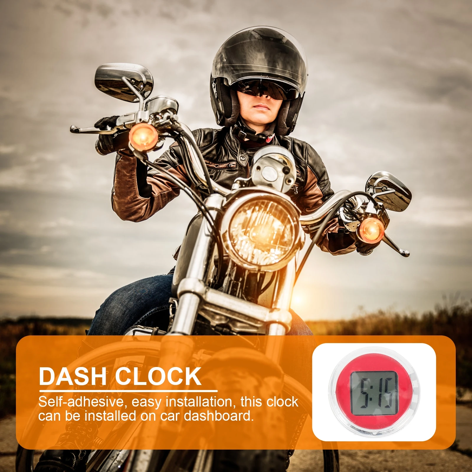 

Portable Dashboard Clock Electronic Watch Accessories Waterproof Red Adhesive Small Size Coin Shaped Easy Installation Suitable