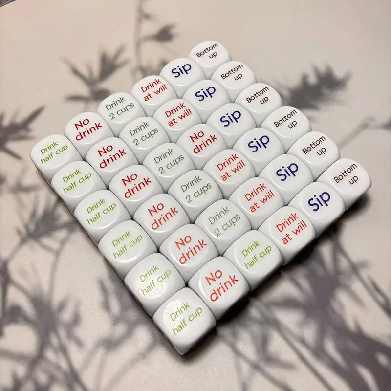 Drinking Game Dice Waterproof Fadeless Clear Printed Commands Smooth Surface for KTV Pub House Party Interactive Game Props