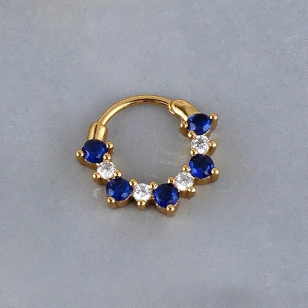1 STÜCK 316L Edelstahl 16G Nasenring eingelegt mit farbigem Zirkon geschlossenem Ring Nasenring Körperpiercing Ohrring Schmuck 10 mm – Detail 7