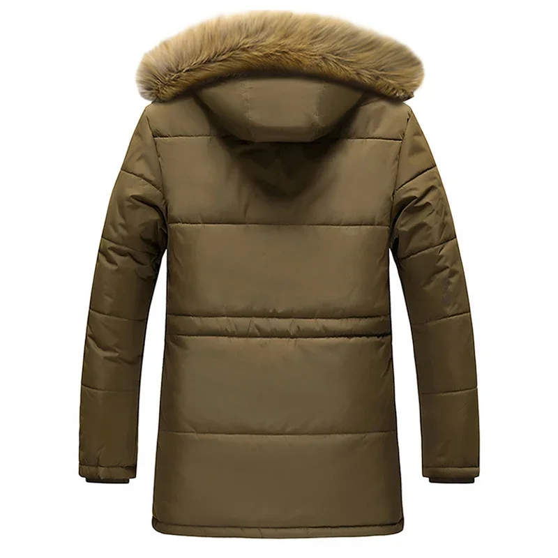 Chaqueta de invierno para hombre, Parkas, abrigo con Cuello de piel, chaquetas gruesas de algodón con forro de lana cálida, abrigos informales para hombre, chaquetas para hombre