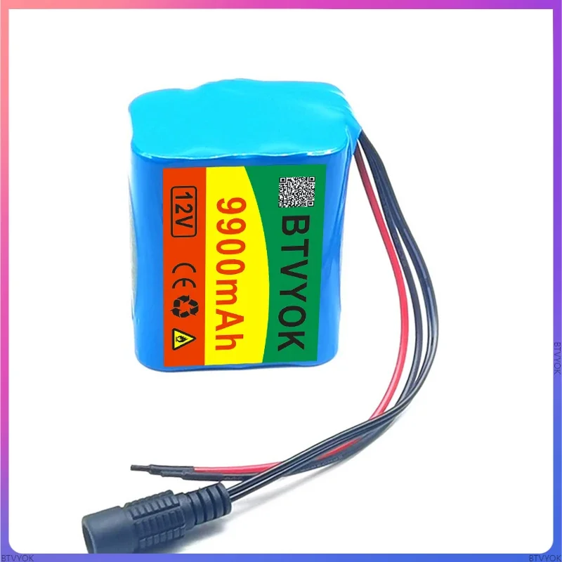 Batteries lithium rechargeables avec BMS, carte de protection, chargeur, 12V, 9900mAh, 3S2P, 18650, 9.9 Ah, Eddie ion