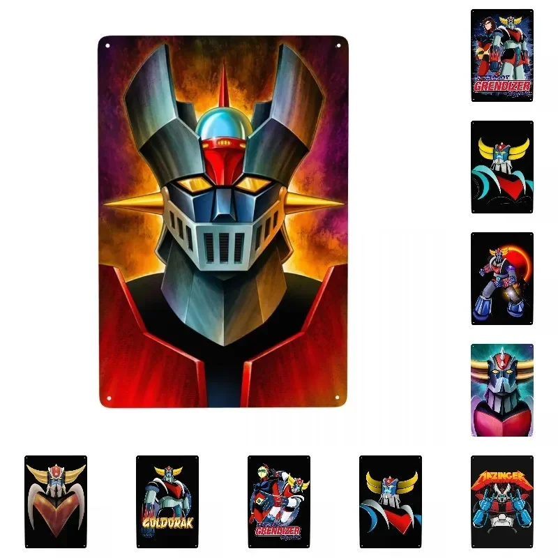 Vintage UFO Robot Mazinger Z Metal Tin Sign Rectangle Custom Anime Manga Signs Plaque Pub Cafe Yard Wall Art Decor Poster