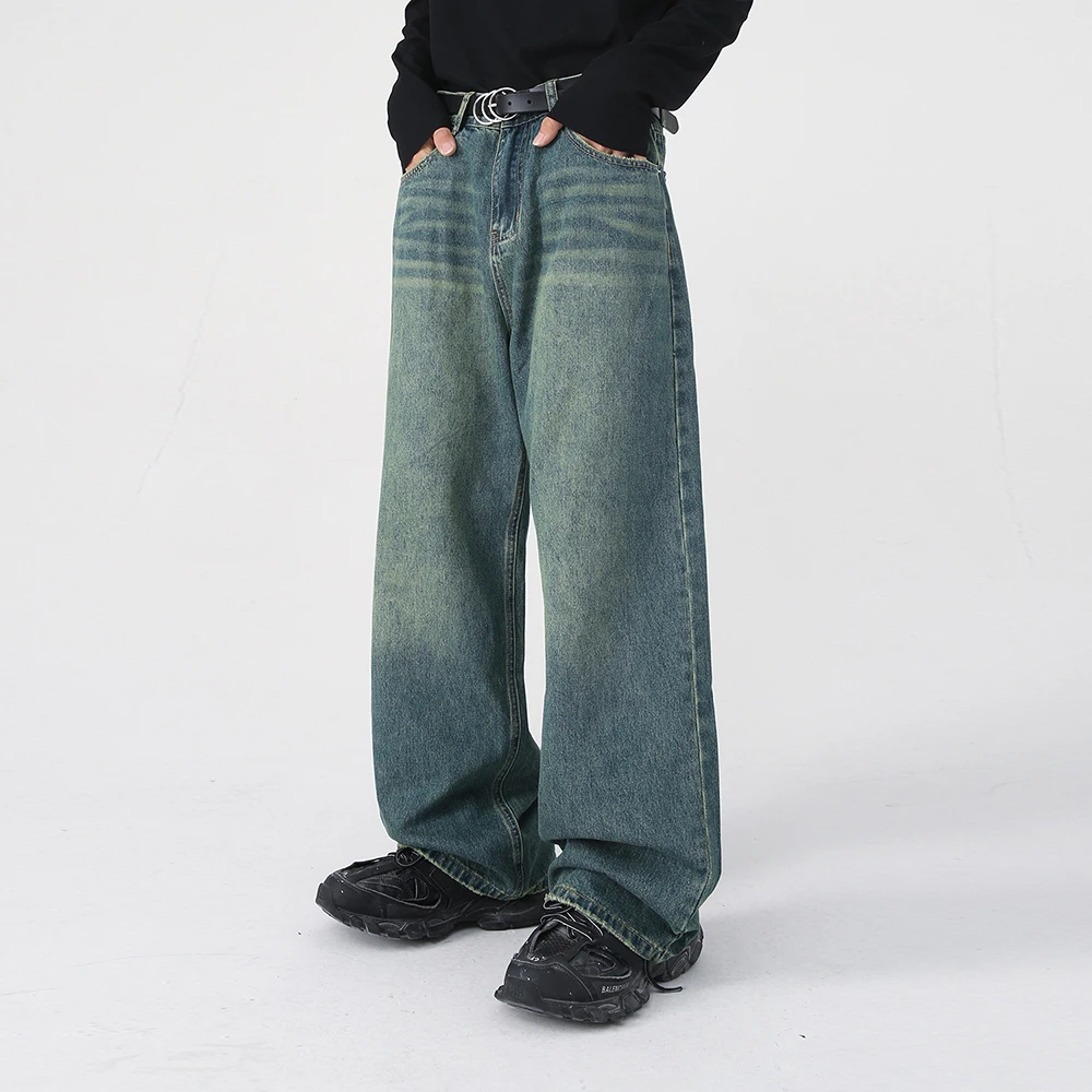 

Men And Women Jeans Vintage Color Wide Leg Pants Straight Version Loose Straight Casual Retro Jeans Fashion Trousers