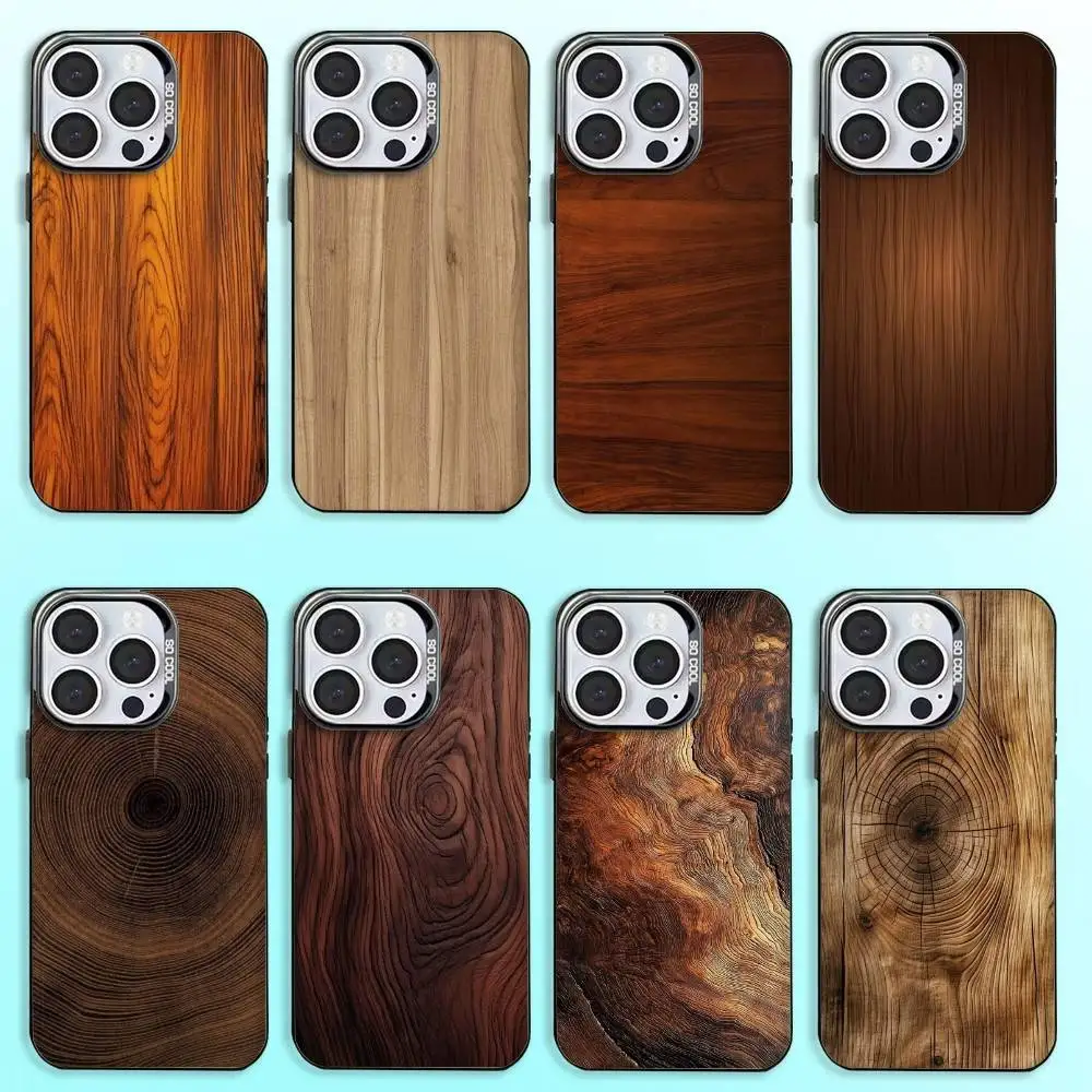 

Natural Wood Phone Case For iPhone17,16,15,14,13,12,11 Plus,Pro Max Colored Silver Plated Inside Cover