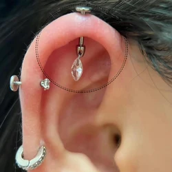 F136 Titanium Tassel Drop Zirconia Pendant 16G Ear Bone Nail Bullet Shiny Lip Stud Piercing Jewelry Earrings Pointed Cone Water