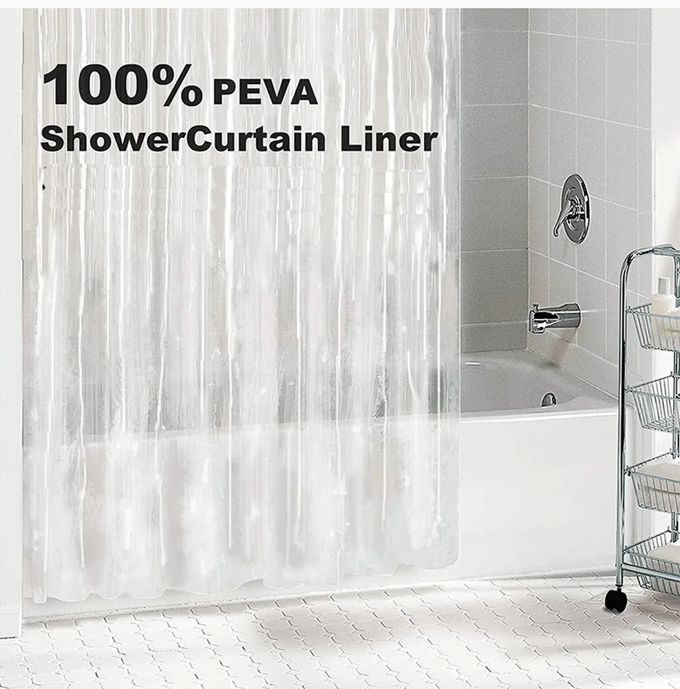 Transparenter Duschvorhang, hohe Durchlässigkeit, PEVA-Material, wasserdicht, einfache Pflege der Badewanne, Duschraum-Trennvorhang