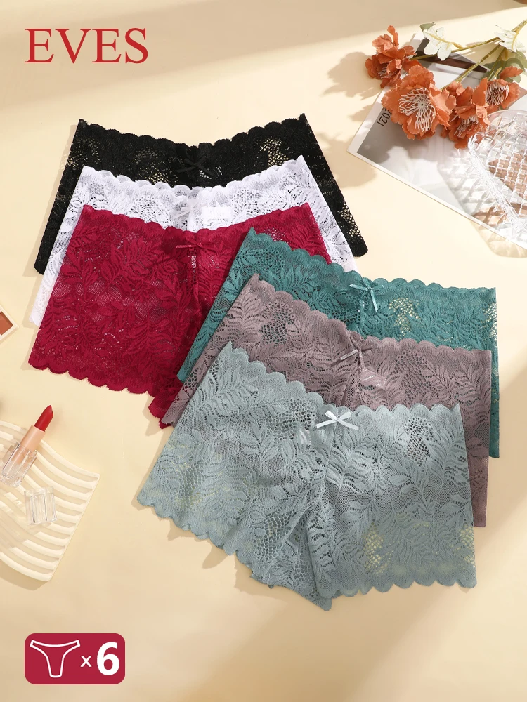 6 Teile/satz Floral Spitze Horts Unterhosen Frauen Sexy Aushöhlen Höschen Mädchen Low-Taille Perspektive Briefs Atmungsaktive Dessous