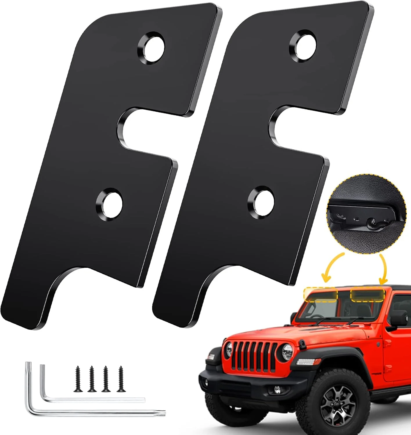 Premium Aircraft Grade Aluminum Sun Visor Repair Kit For Jeep Wrangler JK 2018 / JL JLU 2018-2023 / Gladiator JT 2020-2023