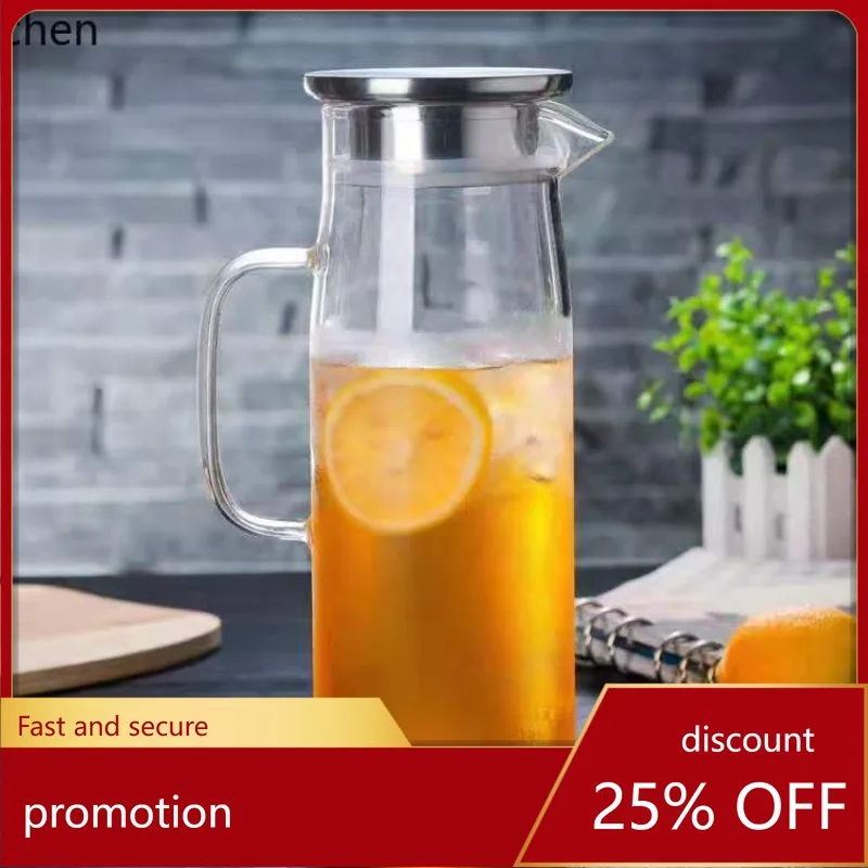 YFY transparent glass cold water pitcher - large capacity lemon pitcher - perfect for cooling water, juice