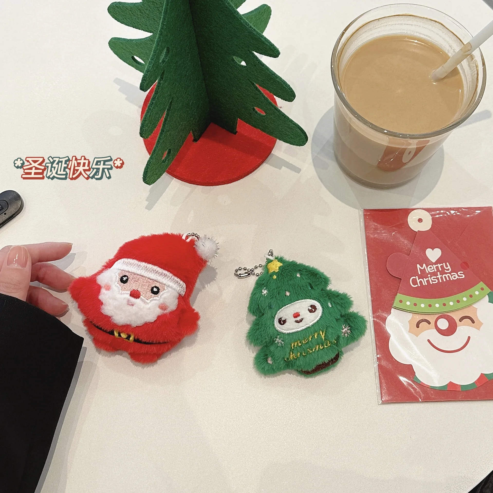 Weihnachten Plüsch Anhänger Santa Claus Rentier Schneemann Niedlichen Cartoon Schlüsselbund Kreative Rucksack Dekoration Urlaub Geschenk Ornament