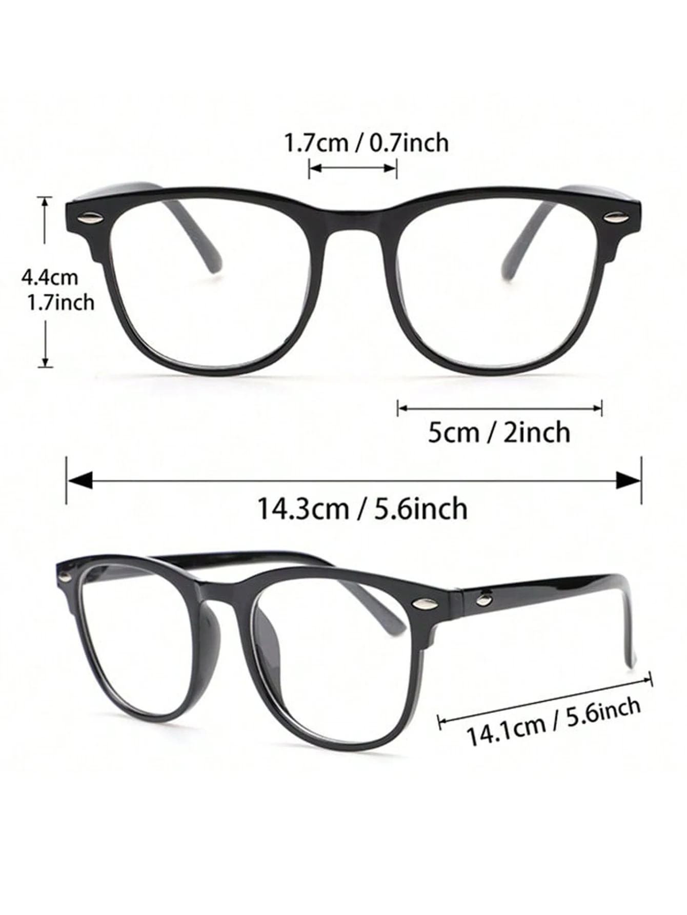 2-3 stuks unisex vierkant plastic frame trendy anti-blauw licht heldere bril voor terug naar school kledingaccessoires.