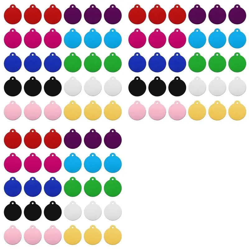 

【NOW SAVE】90 шт. круглые бирки для лазерной гравировки, пустые бирки для штамповки, идентификационная бирка для собак, 10-цветные металлические бирки «сделай сам» для домашних животных, бирки для рукоделия